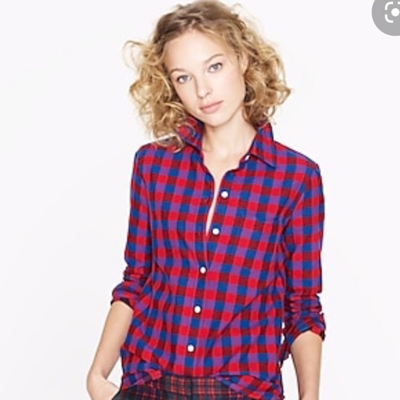 J Crew | checked button up | red & blue - Picture 2 of 11